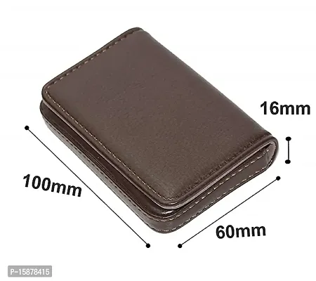 ESSTAIN Pocket Sized Stitched PU Leather Credit Debit Business Card Holder Case Wallet for Men  Women (100 X 60 X 16mm-Brown) (Brown)-thumb5