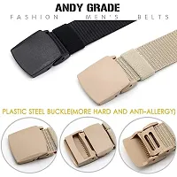 ESSTAIN Men's Army Tactical Automatic Buckle Nylon Canvas Survival Strap Waist Belt (Black  Cream)-thumb3