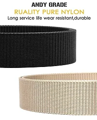 ESSTAIN Men's Army Tactical Automatic Buckle Nylon Canvas Survival Strap Waist Belt (Black  Cream)-thumb2