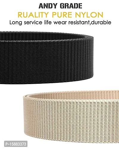 ESSTAIN Men's Army Tactical Automatic Buckle Nylon Canvas Survival Strap Waist Belt (Black  Cream)-thumb3