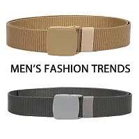 ESSTAIN Men's Army Tactical Automatic Buckle Nylon Canvas Survival Strap Waist Belt (Gold  Grey)-thumb1