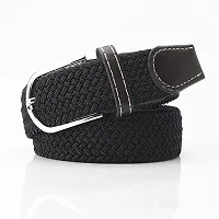 ESSTAIN Stretchable Braided Cotton Belt for Women and Men (Pack of 1) (Black)-thumb3