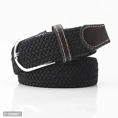 ESSTAIN Stretchable Braided Cotton Belt for Women and Men (Pack of 1) (Black)-thumb4