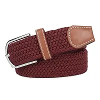 ESSTAIN Stretchable Braided Cotton Belt for Women and Men (Pack of 1) (Maroon)-thumb1