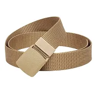 ESSTAIN Men's Nylon woven fabric Belt, Hole free plastic flap buckle (Gold)-thumb1