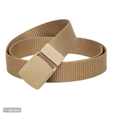 ESSTAIN Men's Nylon woven fabric Belt, Hole free plastic flap buckle (Gold)-thumb2