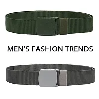 ESSTAIN Men's Army Tactical Automatic Buckle Nylon Canvas Survival Strap Waist Belt (Green  Grey)-thumb1