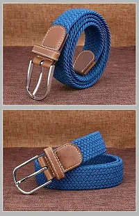 ESSTAIN Stretchable Braided Cotton Belt for Women and Men (Pack of 1) (Blue)-thumb4