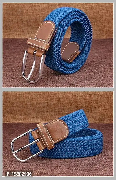 ESSTAIN Stretchable Braided Cotton Belt for Women and Men (Pack of 1) (Blue)-thumb5