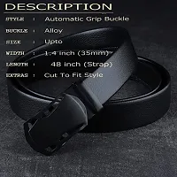 ESSTAIN Men's PU Leather Black Autolock Grip Belt (Black)-thumb3