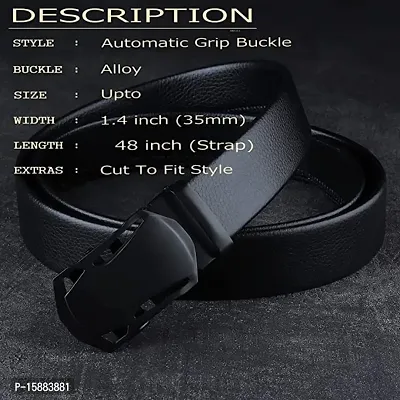 ESSTAIN Men's PU Leather Black Autolock Grip Belt (Black)-thumb4