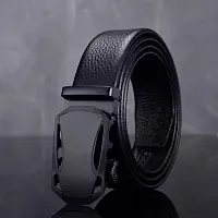 ESSTAIN Men's PU Leather Black Autolock Grip Belt (Black)-thumb2