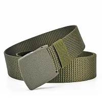 ESSTAIN Men's Nylon woven fabric Belt, Hole free plastic flap buckle(Pack of 2) (Black  Green)-thumb3