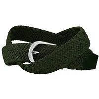 ESSTAIN Stretchable Braided Cotton Belt for Women and Men (Pack of 1) (Green)-thumb1