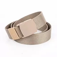 ESSTAIN Men's Nylon woven fabric Belt, Hole free plastic flap buckle (Cream)-thumb1