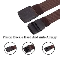 ESSTAIN Men's Nylon woven fabric Belt, Hole free plastic flap buckle (Brown)-thumb3