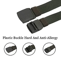 ESSTAIN Men's Nylon woven fabric Belt, Hole free plastic flap buckle(Pack of 2) (Black  Green)-thumb4