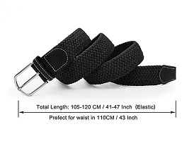 ESSTAIN Stretchable Braided Cotton Belt for Women and Men (Pack of 1) (Black)-thumb1