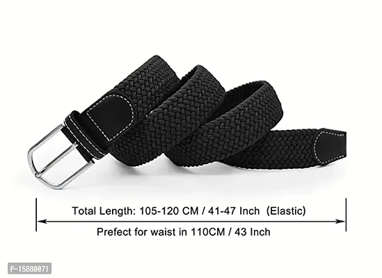 ESSTAIN Stretchable Braided Cotton Belt for Women and Men (Pack of 1) (Black)-thumb2