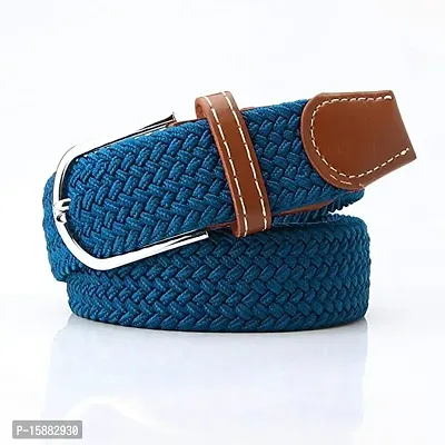 ESSTAIN Stretchable Braided Cotton Belt for Women and Men (Pack of 1) (Blue)-thumb2