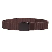 ESSTAIN Men's Nylon woven fabric Belt, Hole free plastic flap buckle (Brown)-thumb2