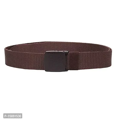 ESSTAIN Men's Nylon woven fabric Belt, Hole free plastic flap buckle (Brown)-thumb3