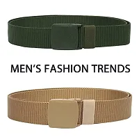 ESSTAIN Men's Army Tactical Automatic Buckle Nylon Canvas Survival Strap Waist Belt (Green  Gold)-thumb1