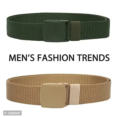 ESSTAIN Men's Army Tactical Automatic Buckle Nylon Canvas Survival Strap Waist Belt (Green  Gold)-thumb2