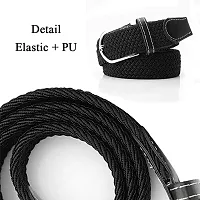 ESSTAIN Stretchable Braided Cotton Belt for Women and Men (Pack of 1) (Black)-thumb2