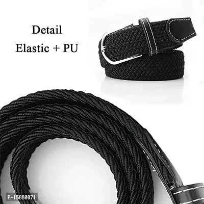 ESSTAIN Stretchable Braided Cotton Belt for Women and Men (Pack of 1) (Black)-thumb3