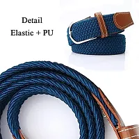 ESSTAIN Stretchable Braided Cotton Belt for Women and Men (Pack of 1) (Blue)-thumb3