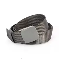 ESSTAIN Men's Nylon woven fabric Belt, Hole free plastic flap buckle (Gray)-thumb2