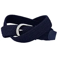 ESSTAIN Stretchable Braided Cotton Belt for Women and Men (Pack of 1) (Dark Bue)-thumb1