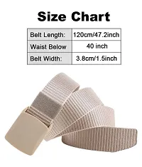 ESSTAIN Men's Nylon woven fabric Belt, Hole free plastic flap buckle (Cream)-thumb4