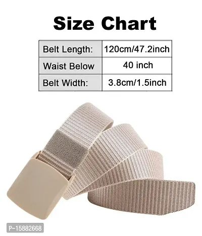 ESSTAIN Men's Nylon woven fabric Belt, Hole free plastic flap buckle (Cream)-thumb5