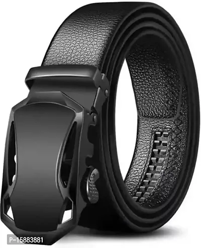 ESSTAIN Men's PU Leather Black Autolock Grip Belt (Black)