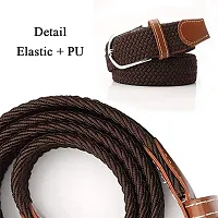 ESSTAIN Stretchable Braided Cotton Belt for Women and Men (Pack of 1) (Brown)-thumb2