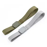 ESSTAIN Men's Army Tactical Automatic Buckle Nylon Canvas Survival Strap Waist Belt (Green  Grey)-thumb2