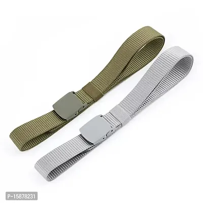 ESSTAIN Men's Army Tactical Automatic Buckle Nylon Canvas Survival Strap Waist Belt (Green  Grey)-thumb3