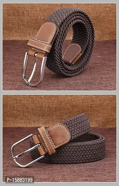 ESSTAIN Stretchable Braided Cotton Belt for Women and Men (Pack of 1) (Brown)-thumb5