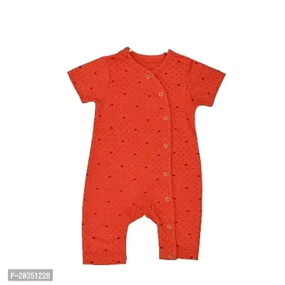 Kisva Unisex Stylish Printed Red Cotton Dungaree for Baby Boys/Girls-thumb0