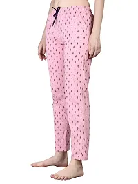 Kisva Women's Pink Cotton Printed Pyjama for Nightwear/Night Pants-thumb2