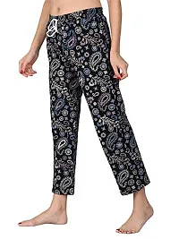 Kisva Navy Blue Printed Pajama/Nightwear/Lounge Wear/Night Pants for Women-thumb1