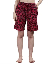 Kisva Women's Super Comfortable Relaxed Fit Printed Shorts, Flower Printed Cotton Shorts/Hot Casual Pants Women (Pack of 2 Combo)-thumb1