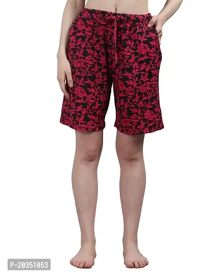 Kisva Women's Super Comfortable Relaxed Fit Printed Shorts, Flower Printed Cotton Shorts/Hot Casual Pants Women (Pack of 2 Combo)-thumb2