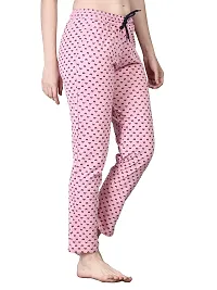 Kisva Women's Cotton Bow Printed Pink Pyjama for Nightwear Wear/Night Pants-thumb3