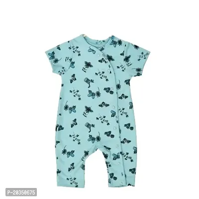 Kisva Unisex Stylish Printed Blue Cotton Dungaree for Baby Boys/Girls-thumb0