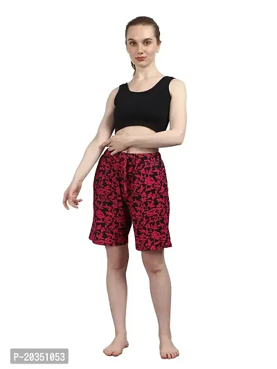 Kisva Women's Super Comfortable Relaxed Fit Printed Shorts, Flower Printed Cotton Shorts/Hot Casual Pants Women (Pack of 2 Combo)-thumb4