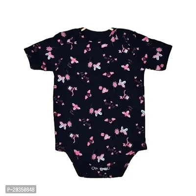 Kisva Unisex Comfortable cotton New Born Baby Romper (Black)