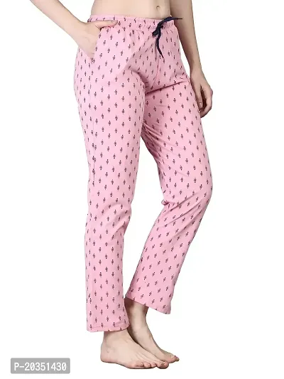 Kisva Women's Pink Cotton Printed Pyjama for Nightwear/Night Pants-thumb4